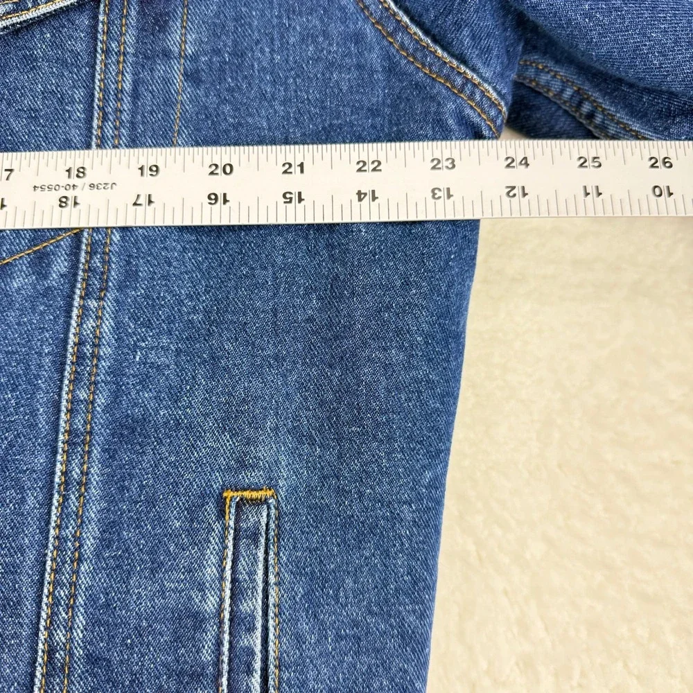 Levi's 70520 Sherpa Lined Denim Trucker Jacket Men's Large Blue Cotton Jean Coat - Picture 6 of 9
